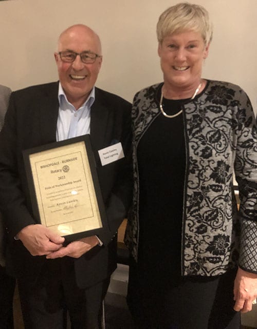 Kevin and Janine Cawley with the 2022 Pride of Workmanship Award