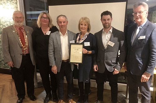 Turbocare Team Whall Family with Joint Club Presidents receiving their Small Business Award